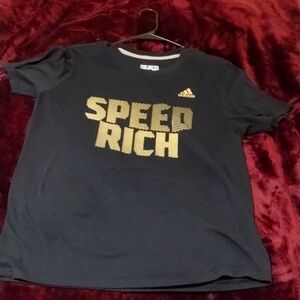 Adidas climalite short sleeve T-shirt size LG black and gold
